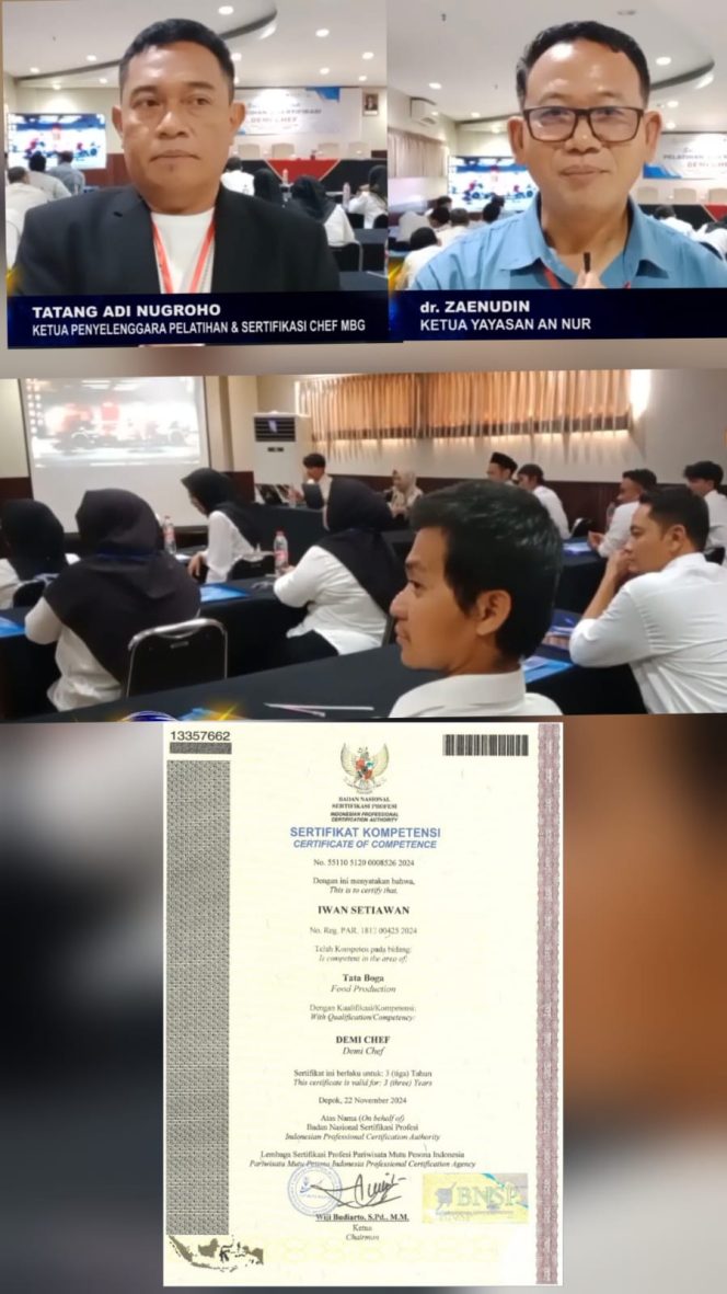 
					Pelatihan dan Sertifikasi Juru Masak Program Makan Bergizi Gratis (MBG)